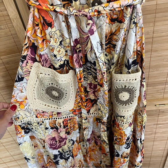 NWT Anthropologie Barok Floral Crochet Button Down Maxi Shirt Dress Size S/M - Picture 6 of 10